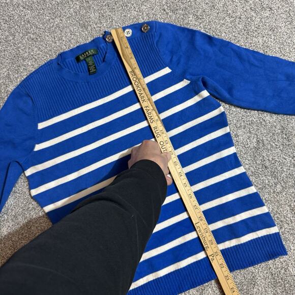 Lauren Ralph Lauren Sweater Womens Medium Ribbed Knit Preppy Nautical Striped - Picture 2 of 6